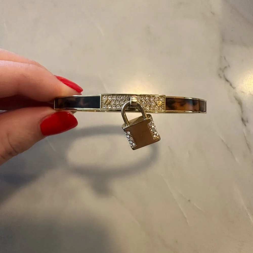 Michael Kors Tortoise and Gold Lock with Diamonds Bracelet - Picture 2 of 6